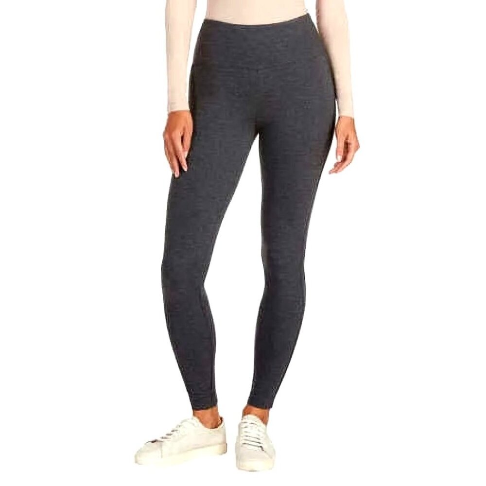 Max & Mia Womens Med High Waist Legging Stretch Pants No-show French Terry Gray